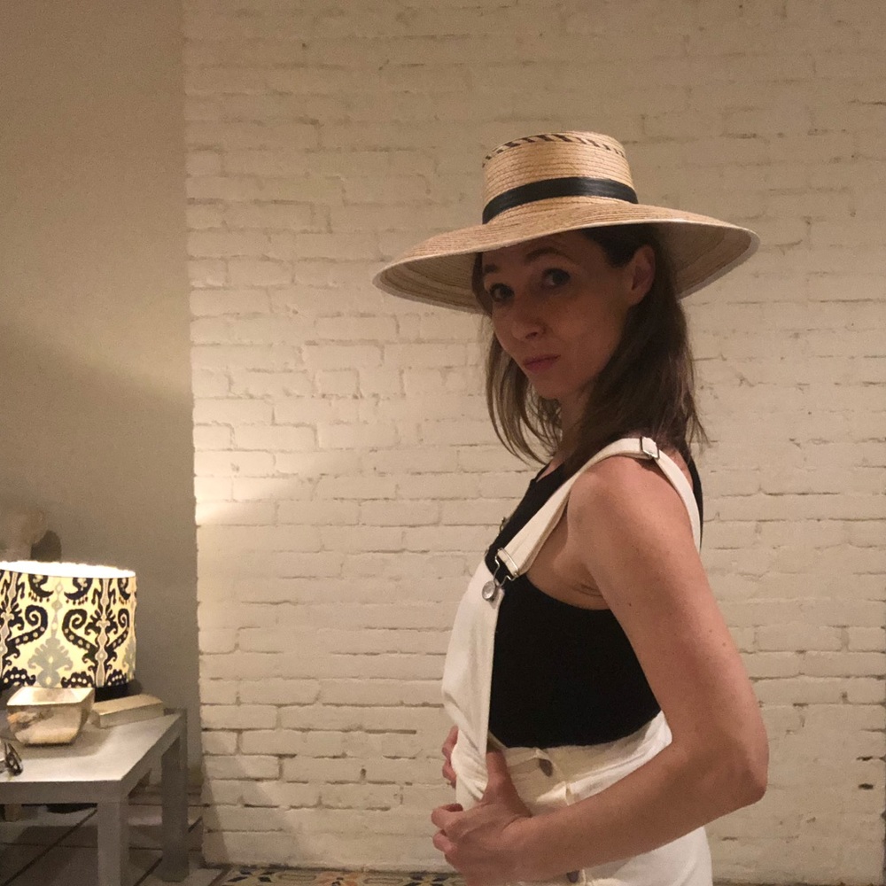 Straw Hat with a Black Brim